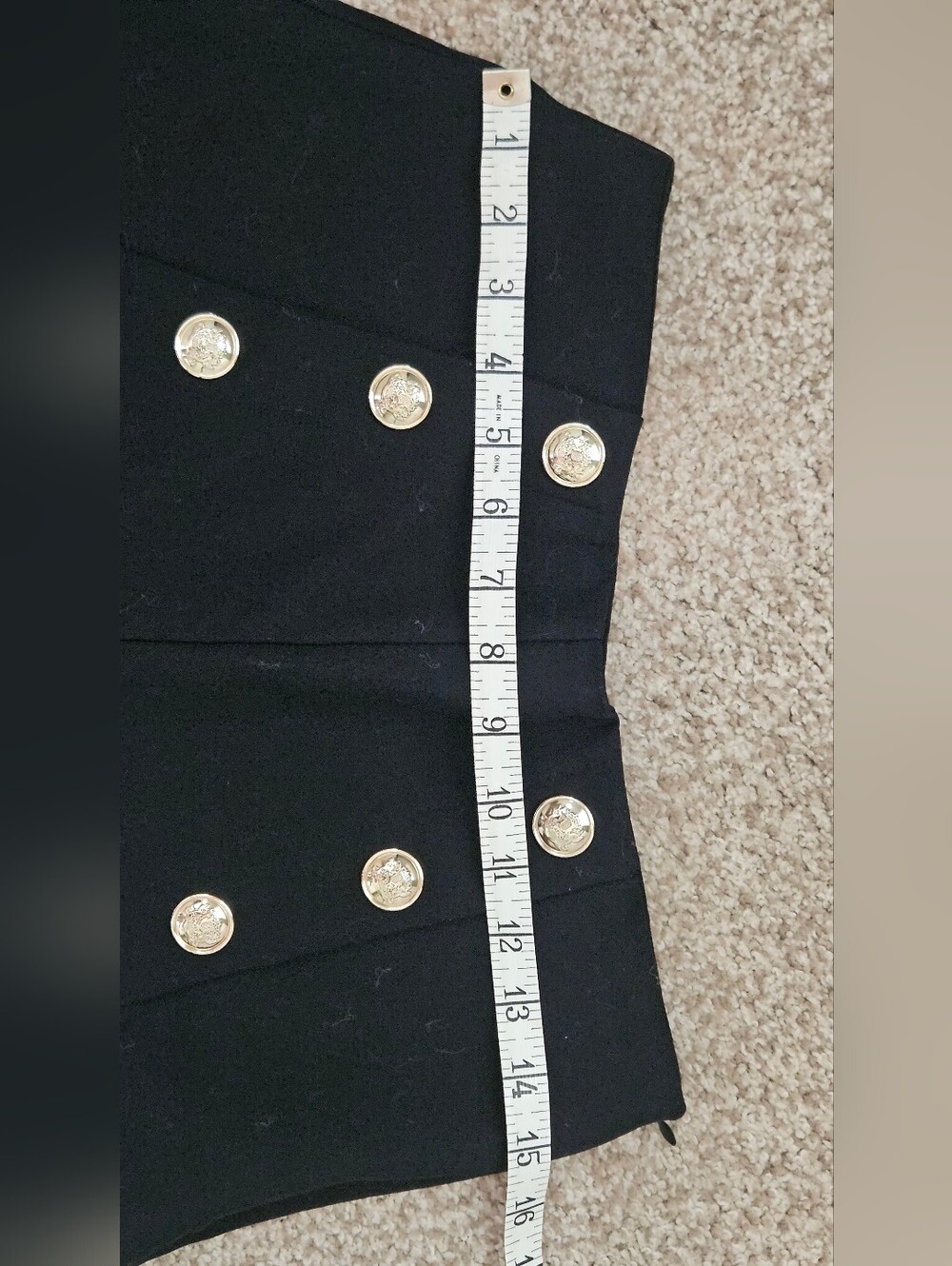 Zara Black High-Waist Shorts With Decorative Gold Button Front - Picture 2 of 10